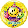 Loftus International 18 in. Birthday Smiley Faces Party Balloon, 5PK Q2-9644